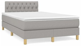 Κρεβάτι Boxspring με Στρώμα &amp; LED Αν.Γκρι 120x190εκ. Υφασμάτινο - Γκρι