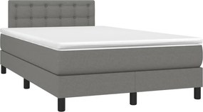 vidaXL Κρεβάτι Boxspring με Στρώμα Σκούρο Γκρι 120x200 εκ. Υφασμάτινο
