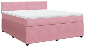 vidaXL Κρεβάτι Boxspring με Στρώμα Ροζ 180x200 εκ. Βελούδινο