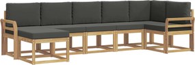 vidaXL Σειρά Καναπέ Εξωτερικού 7 pcs Άσπρο και Ανθρακί Πολυεστέρας
