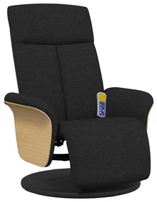 vidaXL Πολυθρόνα Μασάζ Ανακλινόμενη με Υποπόδιο Μαύρη Υφασμάτινη