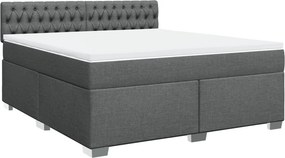vidaXL Κρεβάτι Boxspring με Στρώμα Σκούρο Γκρι 180x200 εκ Υφασμάτιν