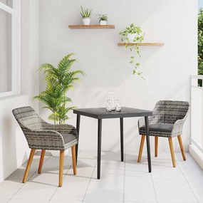 vidaXL Σετ Κηπουρικής 3 Τεμαχίων σε Γκρι Πολυ Ράτταν