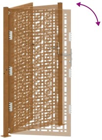 Πύλη κήπου 105x180 cm Σταυρός σχεδιασμού από διαβρωμένο χάλυβα - Καφέ