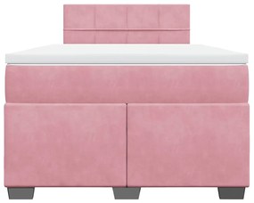 vidaXL Κρεβάτι Boxspring με Στρώμα Ροζ 120x190 εκ. Βελούδινο