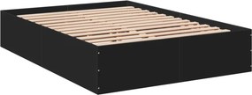 vidaXL Πλαίσιο Κρεβατιού Μαύρο 135x190 εκ. Επεξεργ. Ξύλο