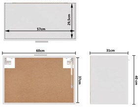 Ντουλάπι Κρεμαστό Γυαλιστερό Λευκό 60x31x40 εκ. από Επεξ. Ξύλο - Λευκό