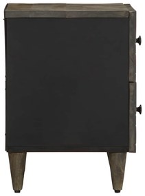 Κομοδίνα 2 τεμάχια ανοιχτό γκρι 40x33x46 cm μασίφ ξύλο Mango - Γκρι
