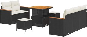 vidaXL Σετ Καναπέ Κήπου 8 pcs Μαύρο συνθετικό ρατάν