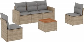 vidaXL Patio Sofa Set 5-θέσια Μίξη μπεζ και ανοιχτό γκρι