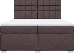 vidaXL Κρεβάτι Boxspring με Στρώμα Σκούρο Καφέ 200x200 εκ. Υφασμάτινο