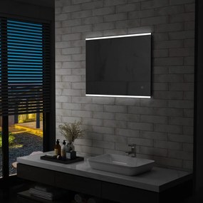 vidaXL Καθρέφτης Μπάνιου Τοίχου με LED & Διακόπτη Αφής 80x60 εκ.