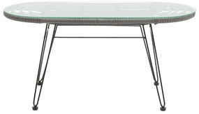 Τραπέζι Naoki μέταλλο μαύρο-pe γκρι-γυαλί 100x45x46εκ 100x45x46 εκ.