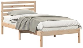 vidaXL Σκελετός Κρεβατιού Καφέ 90 x 190 cm Μασίφ ξύλο πεύκου