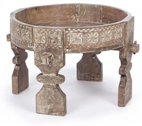 Τραπεζάκι Μέσης Yasir Καφέ 50x50x35 εκ. - Μπεζ