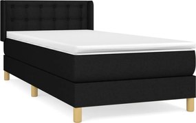 vidaXL Κρεβάτι Boxspring με Στρώμα Μαύρο 100 x 200 εκ. Υφασμάτινο