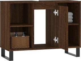 vidaXL Ντουλάπι Μπάνιου Καφέ Δρυς 80 x 33 x 60 εκ. Επεξεργασμένο Ξύλο