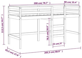 Υπερυψ. Κρεβάτι με Τούνελ Μπλε 90 x 200 εκ. Μασίφ Ξύλο Πεύκου - Μπλε