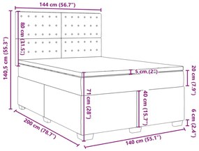 Κρεβάτι Boxspring με Στρώμα Μπλε 140x200 εκ. Βελούδινο - Μπλε