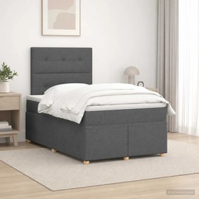 vidaXL Κρεβάτι box spring με στρώμα Σκούρο Γκρι 120 x 200 cm Ύφασμα