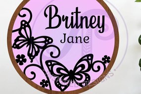 Σετ των 3 Intra απο ξύλο plywood 3mm-4mm πάχος Πεταλούδες σε στρώσεις με όνομα Τοίχο σημάδι Δίασταση 6x6 cm INTRAFABR-121002048