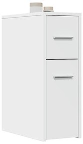 Ντουλάπι Μπάνιου Στενό με Ροδάκια Λευκό Επεξ. Ξύλο