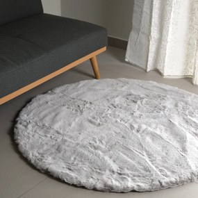 Στρογγυλό Xαλί Γούνινο (Φ100) Ravelia Fluffy Light Grey