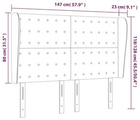 Κεφαλάρι με Πτερύγια Λευκό 147x23x118/128 εκ. Συνθετικό Δέρμα - Λευκό