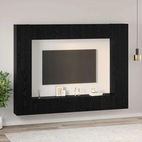 vidaXL Σετ επίπλου τηλεόρασης Επιτοίχιο 10 pcs Μαύρη δρυς