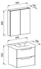 Σετ Έπιπλο Μπάνιου PERLA Λευκό MDF 18mm Λάκα 60 9SPER060WHM