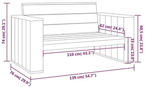 vidaXL Παγκάκι Κήπου 139 εκ. από Εμποτισμένο Ξύλο Πεύκου