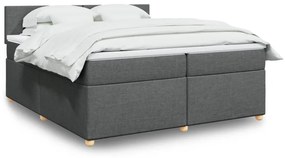 Κρεβάτι Boxspring με Στρώμα Σκούρο Γκρι 200x200 εκ. Υφασμάτινο