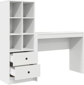 vidaXL Γραφείο με συρτάρι με ράφι με αποθήκευση 2 pcs Λευκό