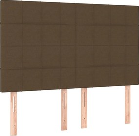 vidaXL Κρεβάτι Boxspring με Στρώμα Σκούρο Καφέ 140x190 εκ. Υφασμάτινο