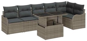 vidaXL Σετ Καναπέ Κήπου με μαξιλάρι 7 pcs Γκρι Πολυ ράταν