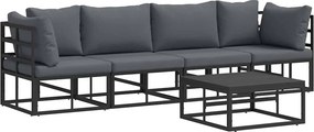 vidaXL Σετ Καναπέ Κήπου 5 pcs Μαύρο Μέταλλο