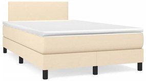 VidaXL Κρεβάτι Boxspring με Στρώμα & LED Κρεμ 120x190 εκ. Υφασμάτινο