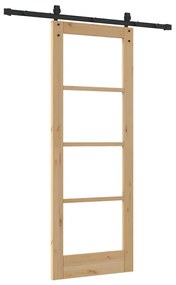 vidaXL Συρόμενη Πόρτα Καφέ 73.5 x 198.5 εκ. Ξύλο και μέταλλο