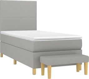 vidaXL Κρεβάτι Boxspring με Στρώμα Ανοιχτό Γκρι 100x200 εκ. Υφασμάτινο