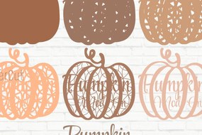 Σετ των 2 Intra απο ξύλο plywood  Χρώμα wenge 3mm-4mm πάχος - Fall Pumpkin 3D Multilayer Δίασταση 15x15 cm INTRAFABR-80088387