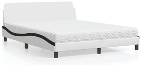 Κρεβάτι με Στρώμα Dover Μαύρο/Λευκό 160x200 εκ. από Συνθετικό Δέρμα