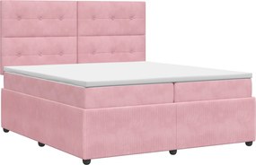 vidaXL Κρεβάτι box spring με στρώμα Ροζ 200 x 200 cm Βελούδο