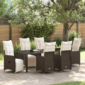 vidaXL Σέτ φαγητού για κήπο 7 pcs Καφέ συνθετικό ρατάν