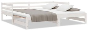 vidaXL Καναπές Κρεβάτι Λευκός 2 x (90 x 200) εκ. από Μασίφ Ξύλο Πεύκου