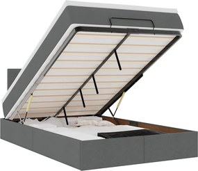 vidaXL Οθωμανικό κρεβάτι με στρώμα Σκούρο γκρι 120x200cm ύφασμα