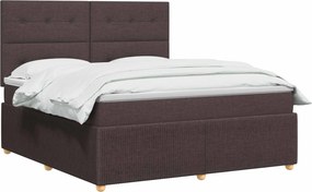 vidaXL Κρεβάτι box spring με στρώμα Σκούρο Καφέ 140 x 190 cm Ύφασμα