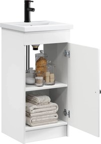 vidaXL Καθρέφτης μπάνιου με νιπτήρα Λευκό 42 x 40 x 84,5 εκ