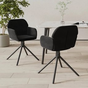 vidaXL Καρέκλες Τραπεζαρίας Περιστρεφόμενες 2 τεμ. Μαύρες Βελούδινες
