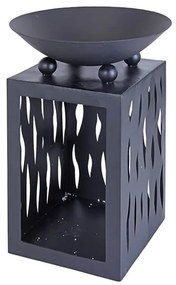 Εστία φωτιάς εξωτερικού χώρου με χώρο αποθήκευσης, 44x44x63cm, Μαύρο
