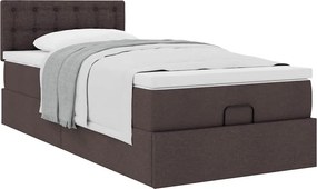 vidaXL Οθωμανικό κρεβάτι με στρώμα σκούρο καφέ 90x190cm ύφασμα
